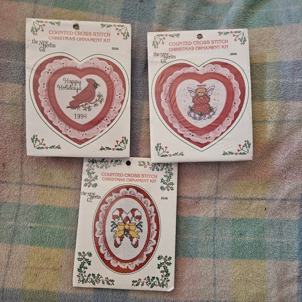 Set Of Christmas Ornament Cross Stitch Kits